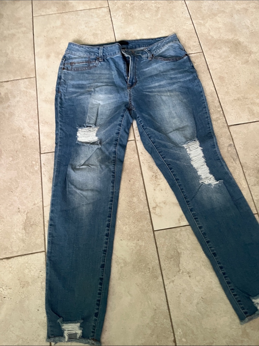 Catherine Malandrino Distressed Dark Blue Skinny Jeans